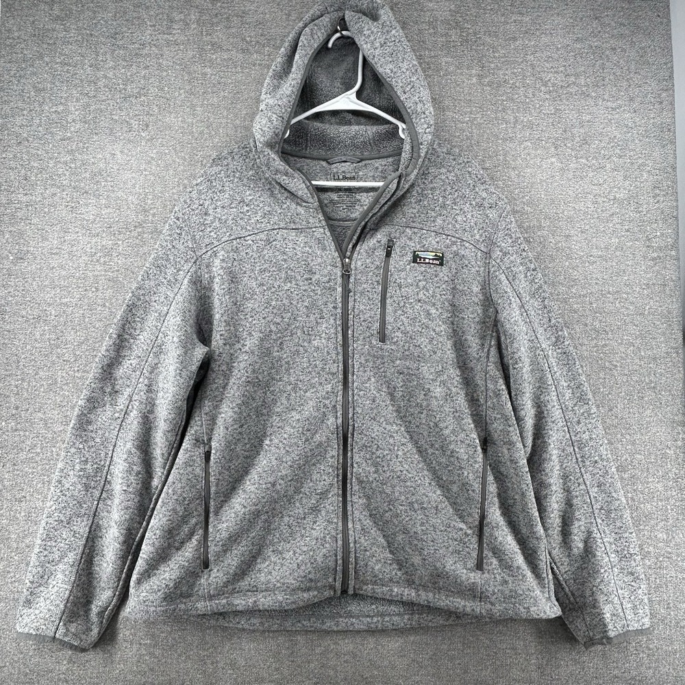 LL Bean Full Zip Hoodie Slightly Fitted Sweater Fleece Men Size XL Reg Gray